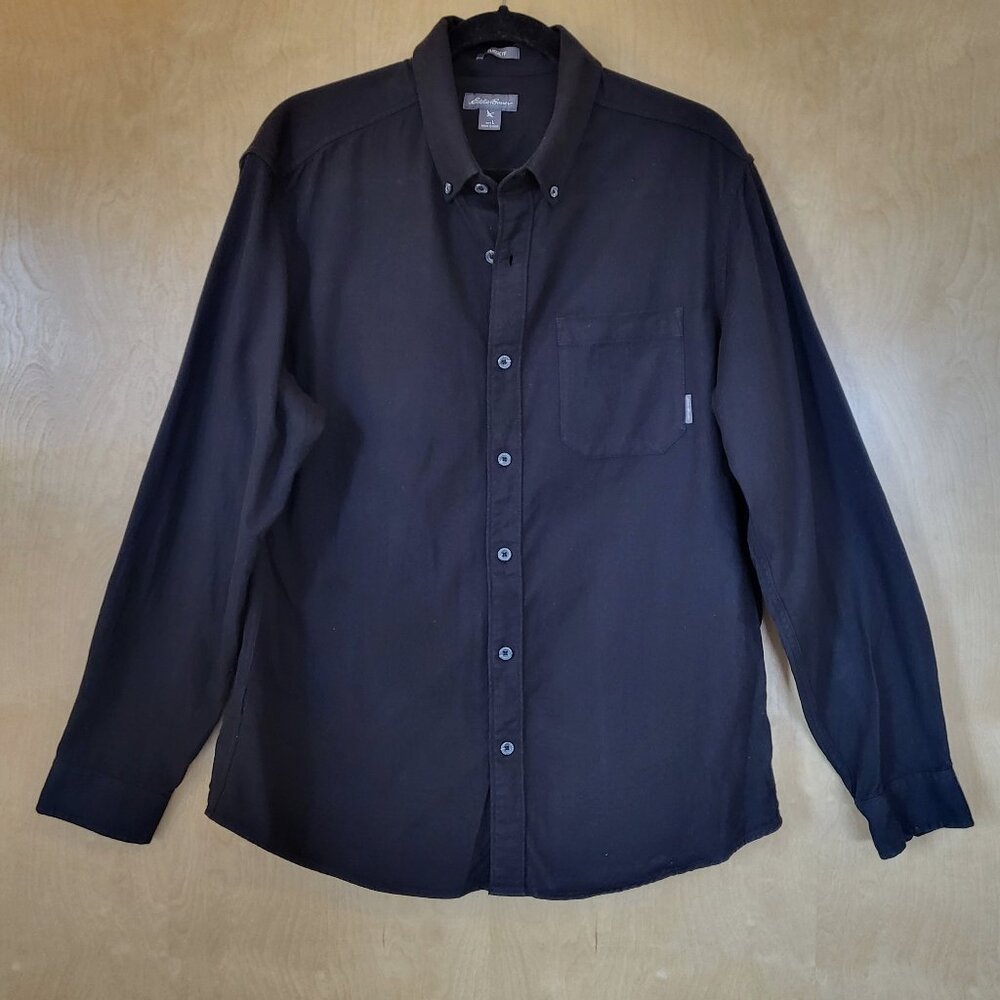 Eddie Bauer Button Down Flannel Shirt Black Size Large